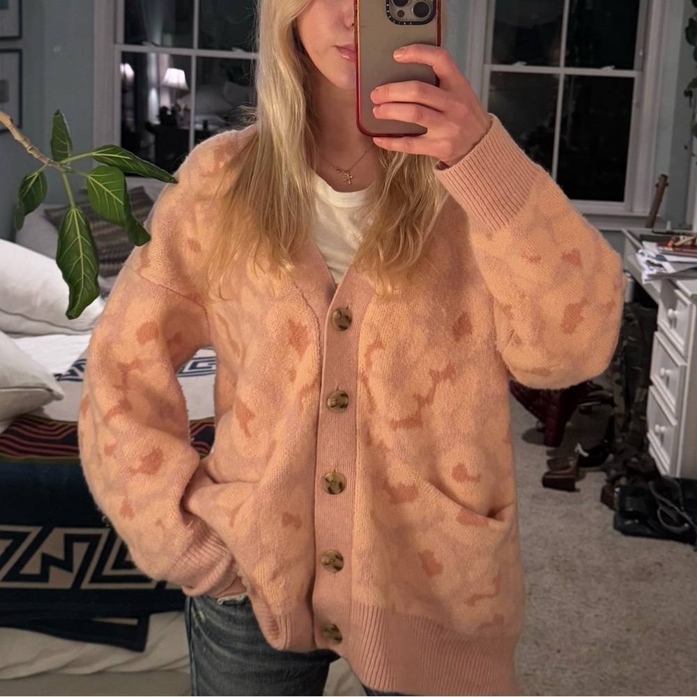 J. Crew Pink Patterned Cardigan
